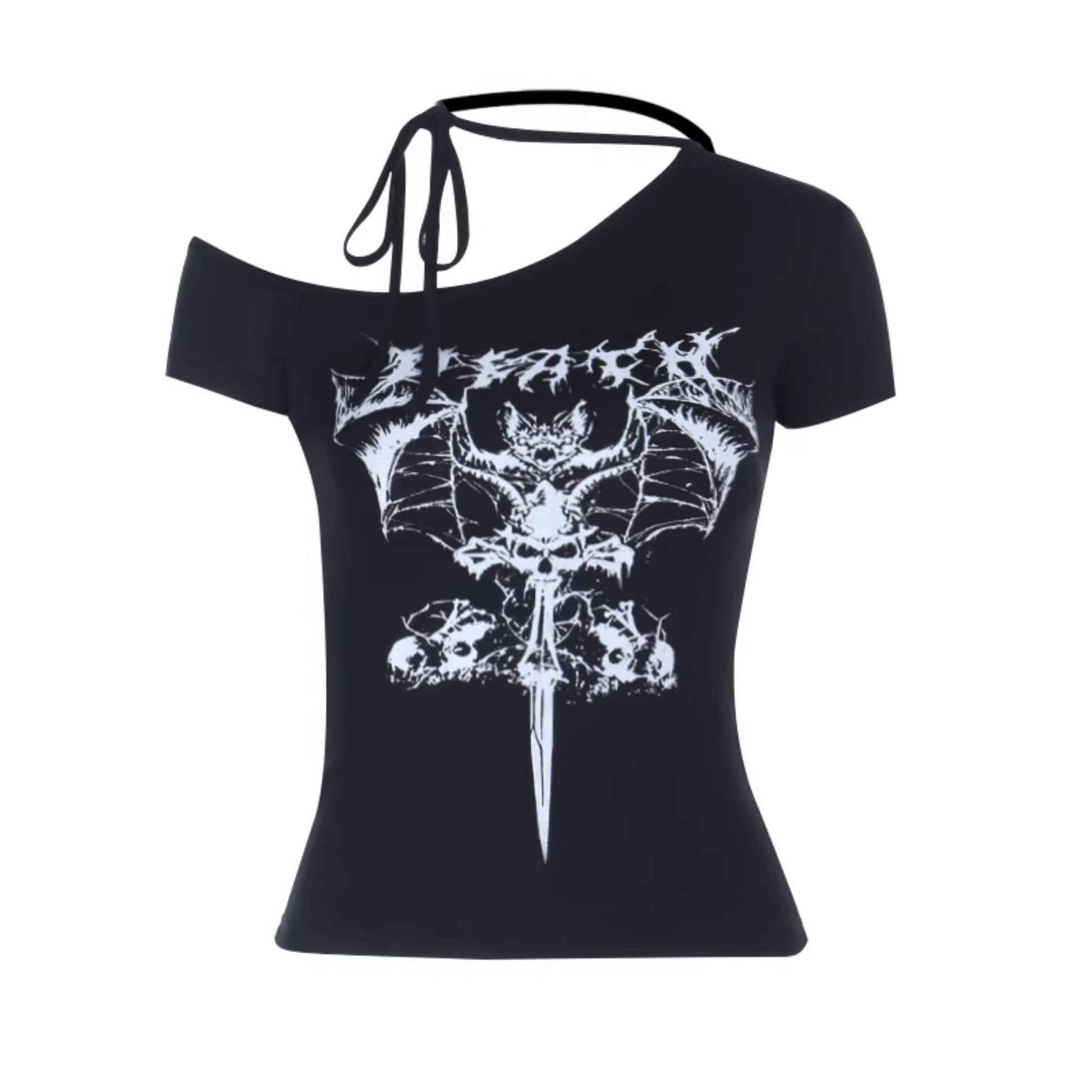 Bat Skull One Shoulder Tee 6