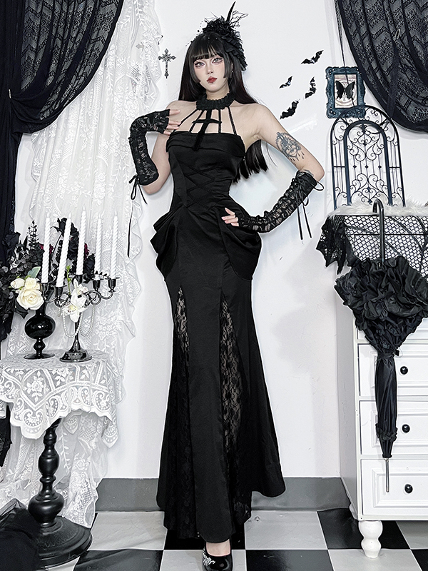 Cross Halter Slit Dress 1