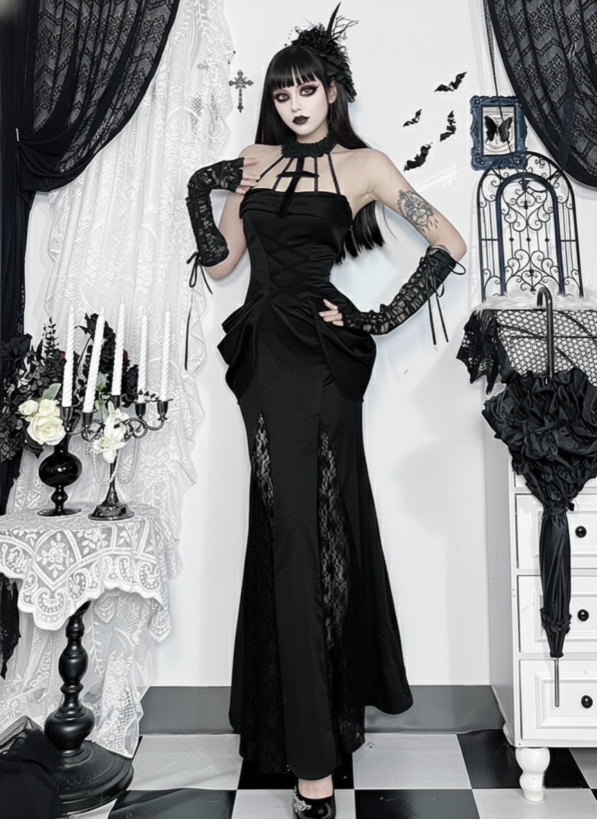 Cross Halter Slit Dress 12