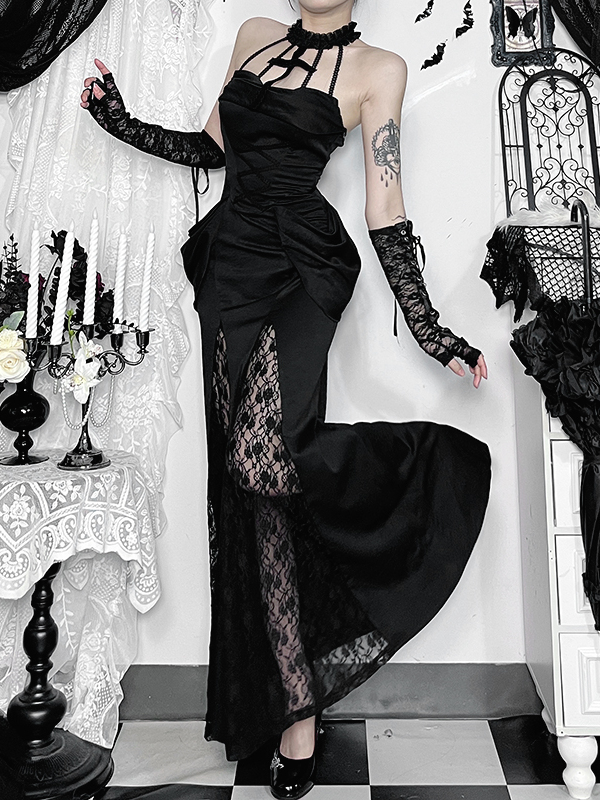 Cross Halter Slit Dress 2