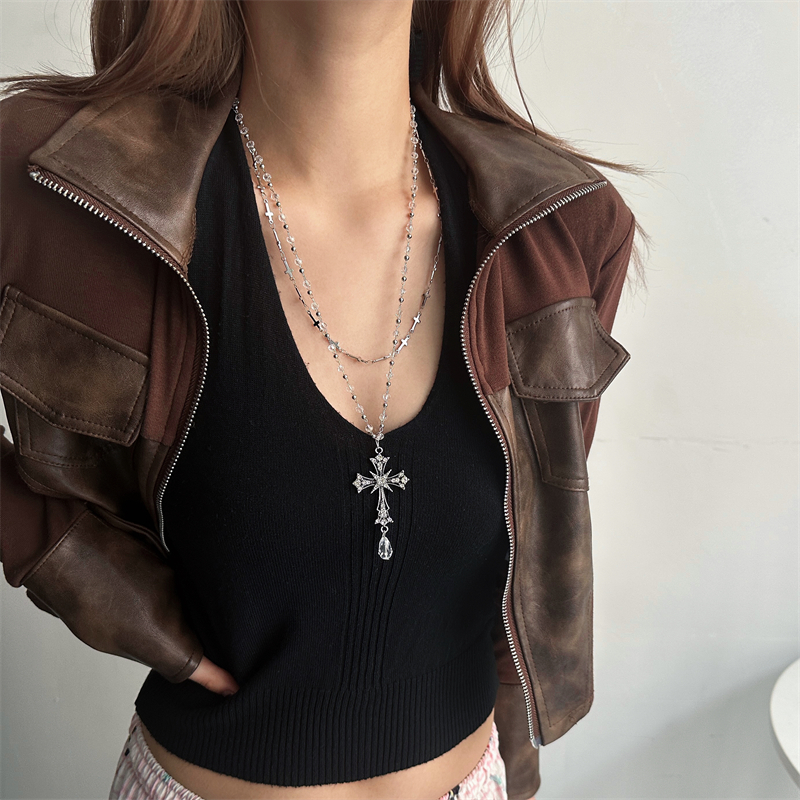 Crystal Cross Layered Necklace 2