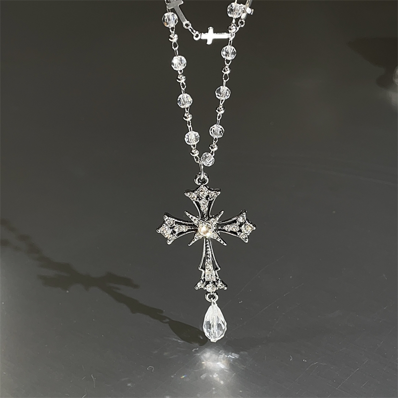 Crystal Cross Layered Necklace 5