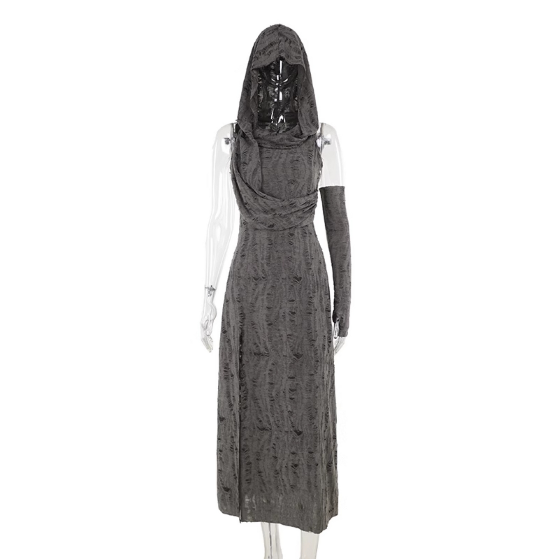 Distressed Hooded Slit Dress 6
