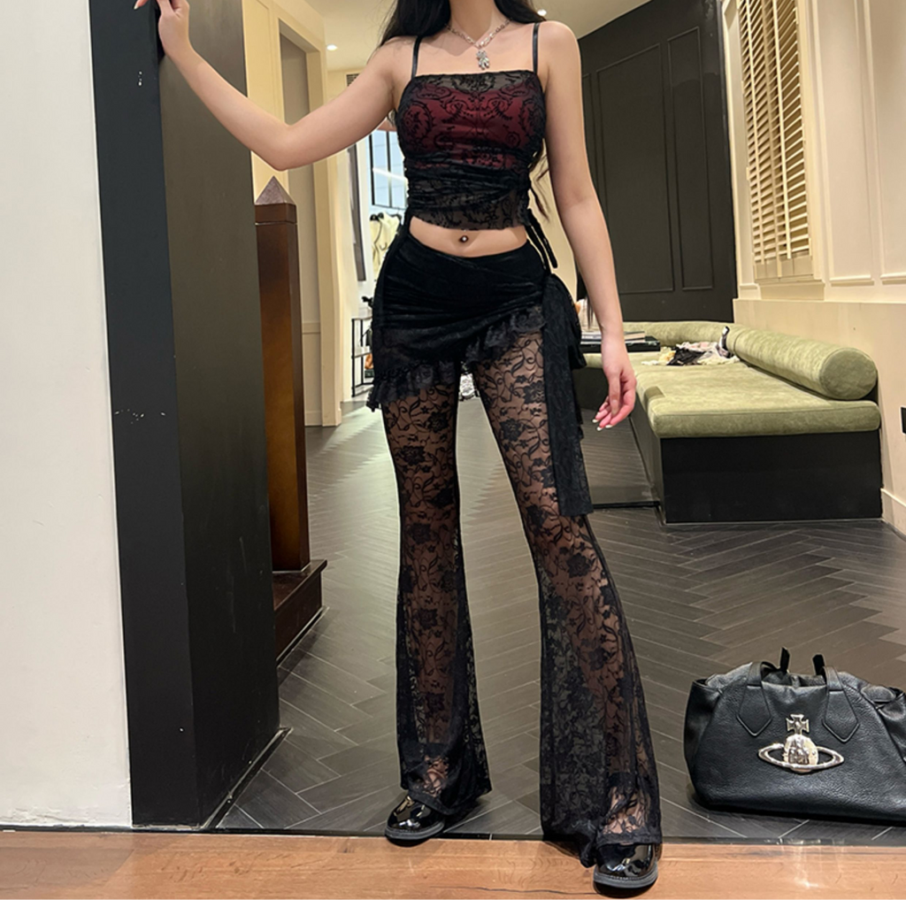 Floral Lace Sheer Pants 1