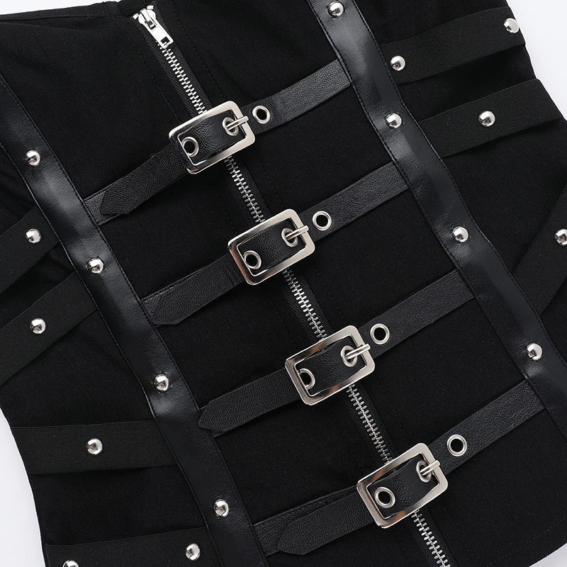 Gothic Buckle Zip Corset 14