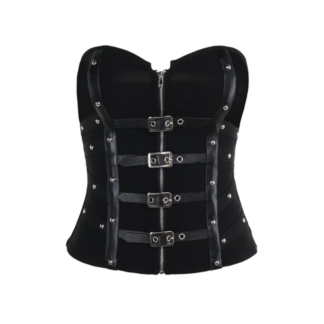 Gothic Buckle Zip Corset 2