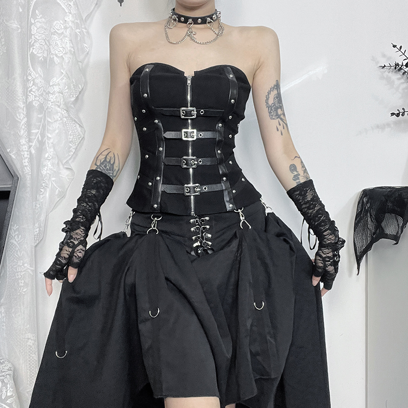 Gothic Buckle Zip Corset 5