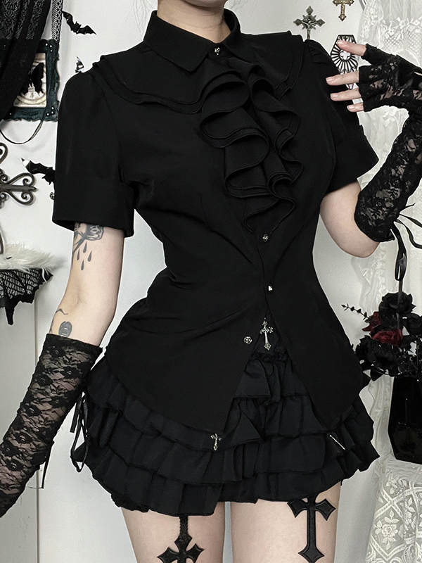 Gothic Fitted Ruffle Blouse 2