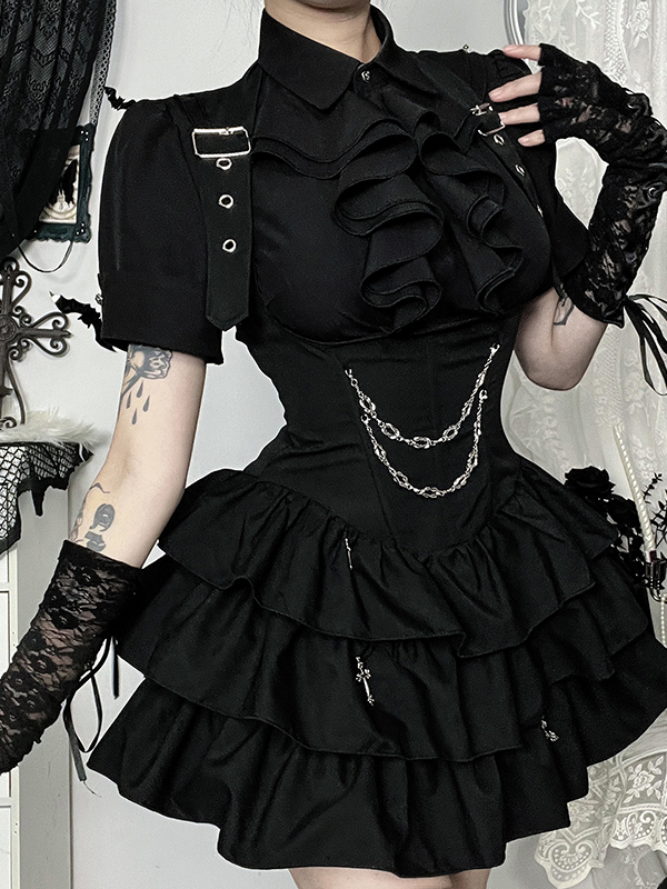 Gothic Fitted Ruffle Blouse 3
