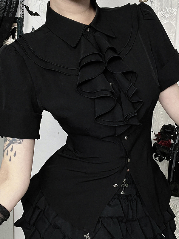 Gothic Fitted Ruffle Blouse 4