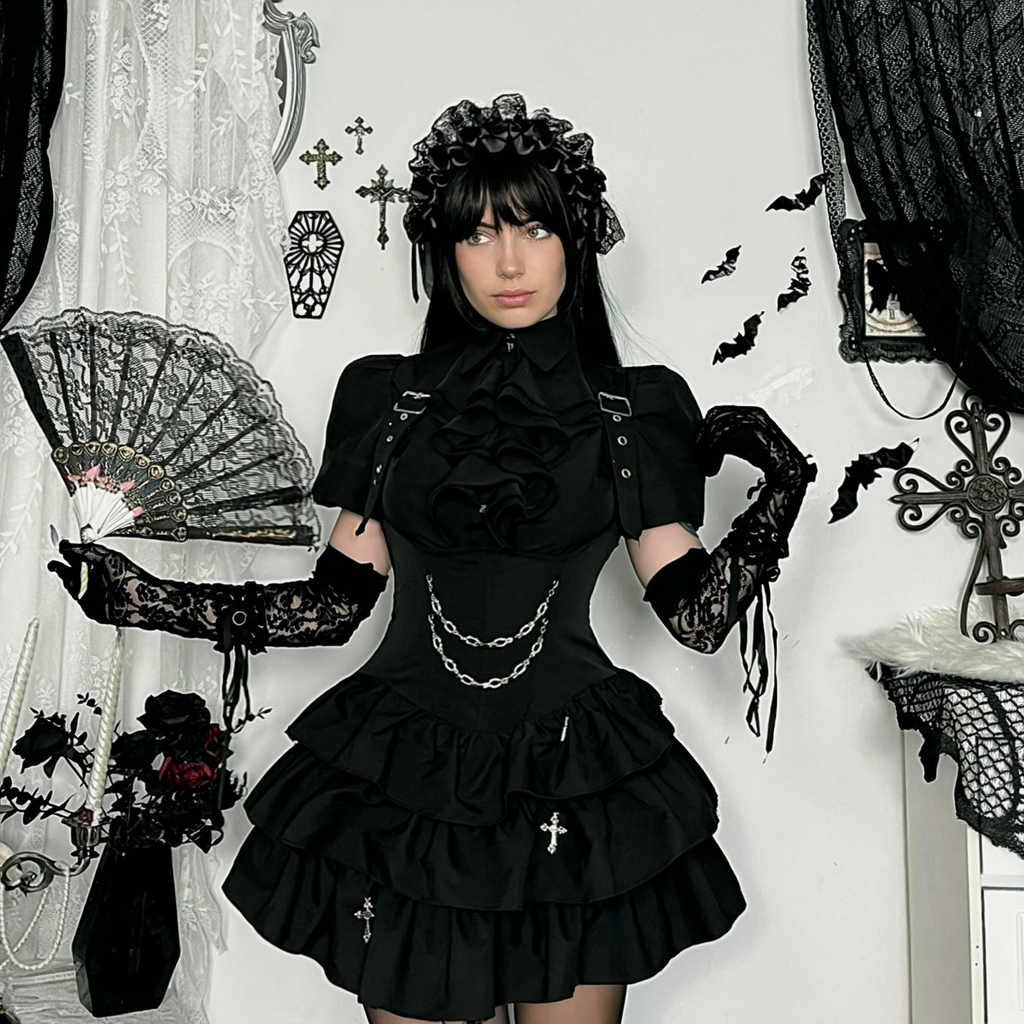 Gothic Fitted Ruffle Blouse 9