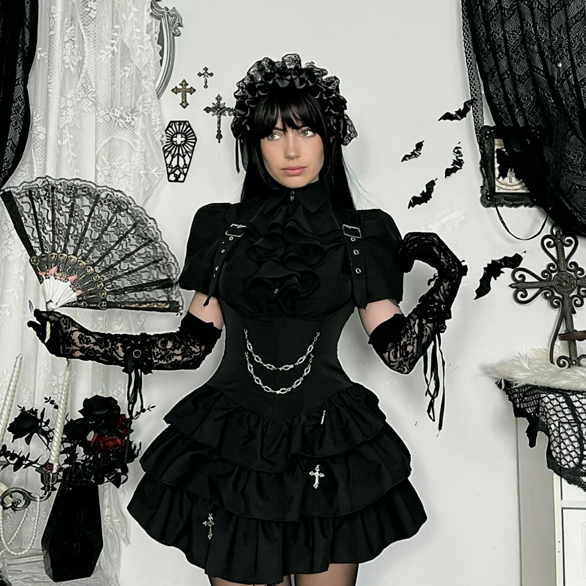 Gothic Fitted Ruffle Blouse 9