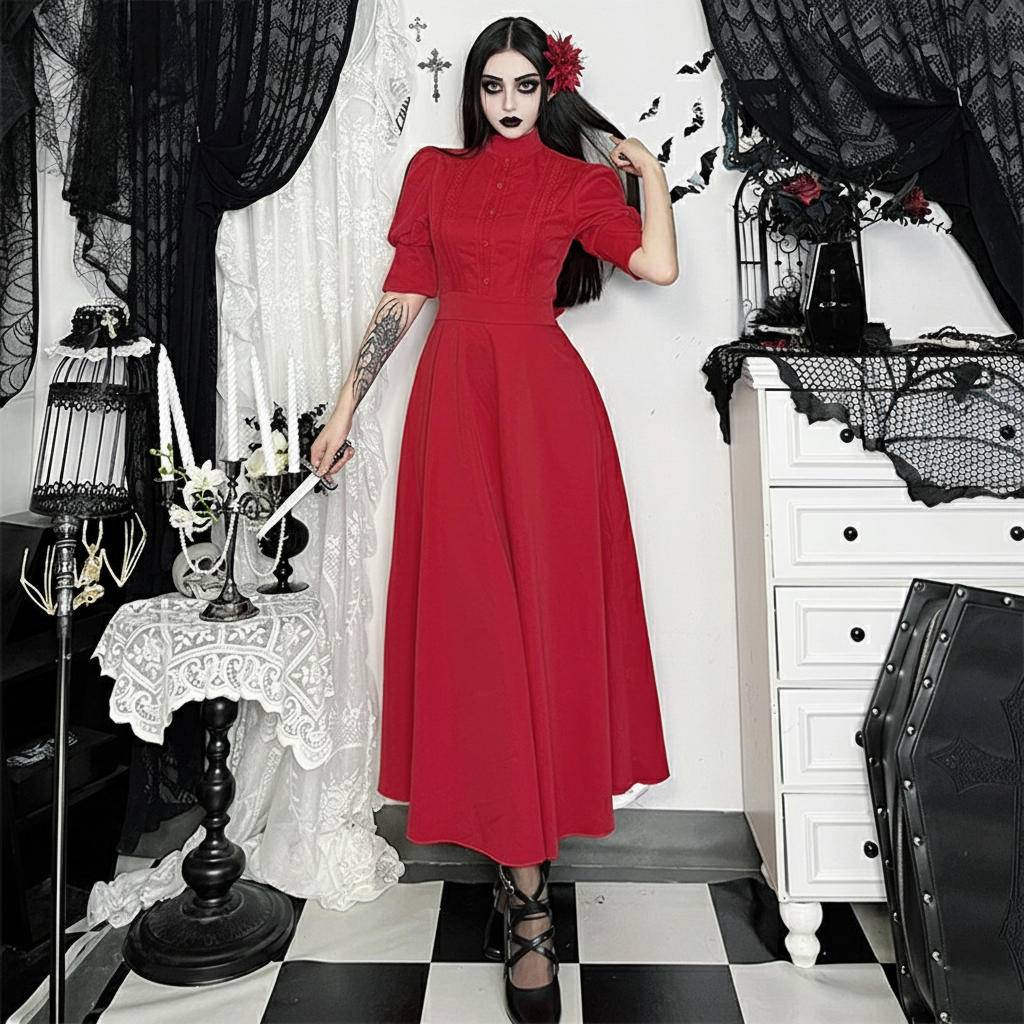 Gothic High Neck Maxi Dress 9