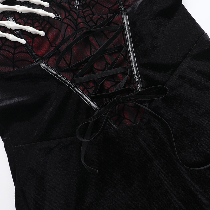 Gothic Skeleton Slit Dress 16