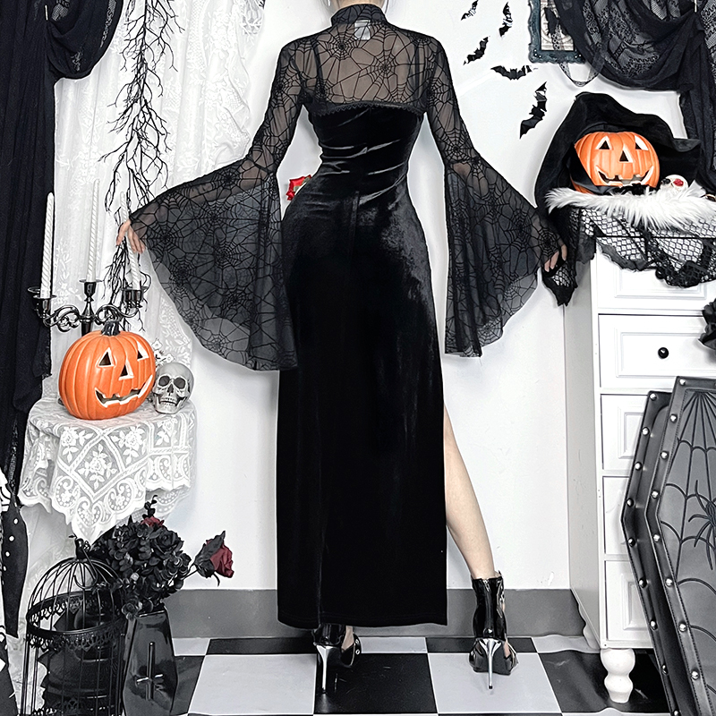 Gothic Skeleton Slit Dress 4