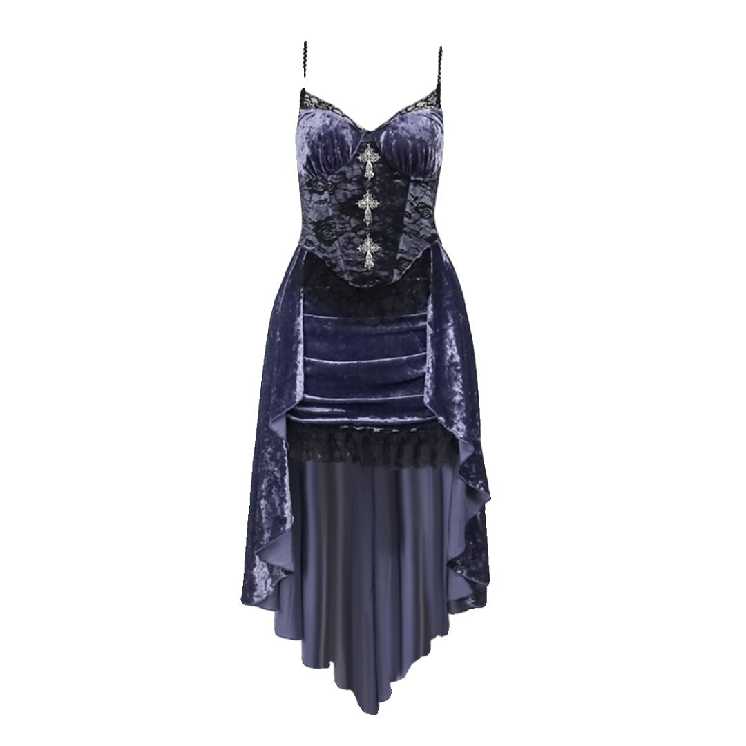 Gothic Velvet Dress with Cross 2