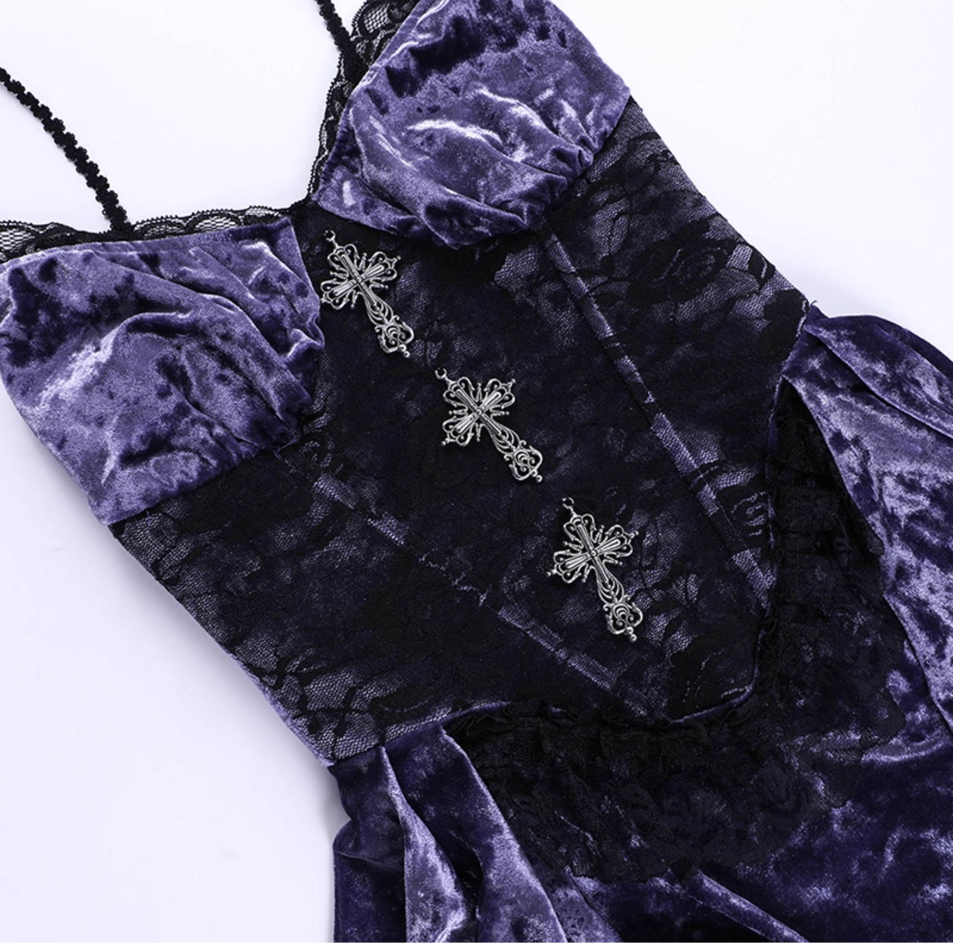 Gothic Velvet Dress with Cross 7