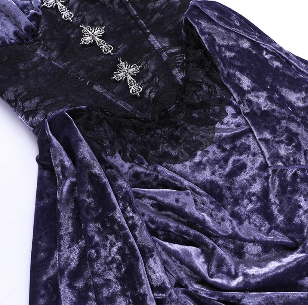 Gothic Velvet Dress with Cross 8