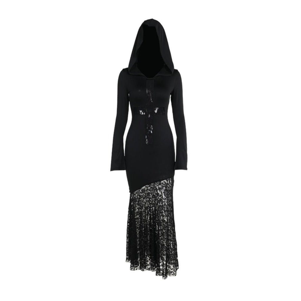 Hooded Cross Lace Dress 2
