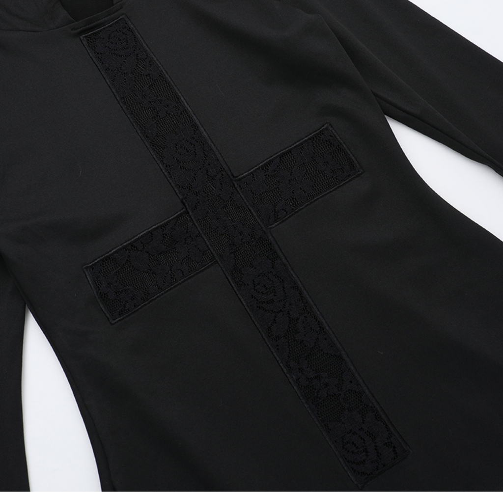 Hooded Cross Lace Dress 9