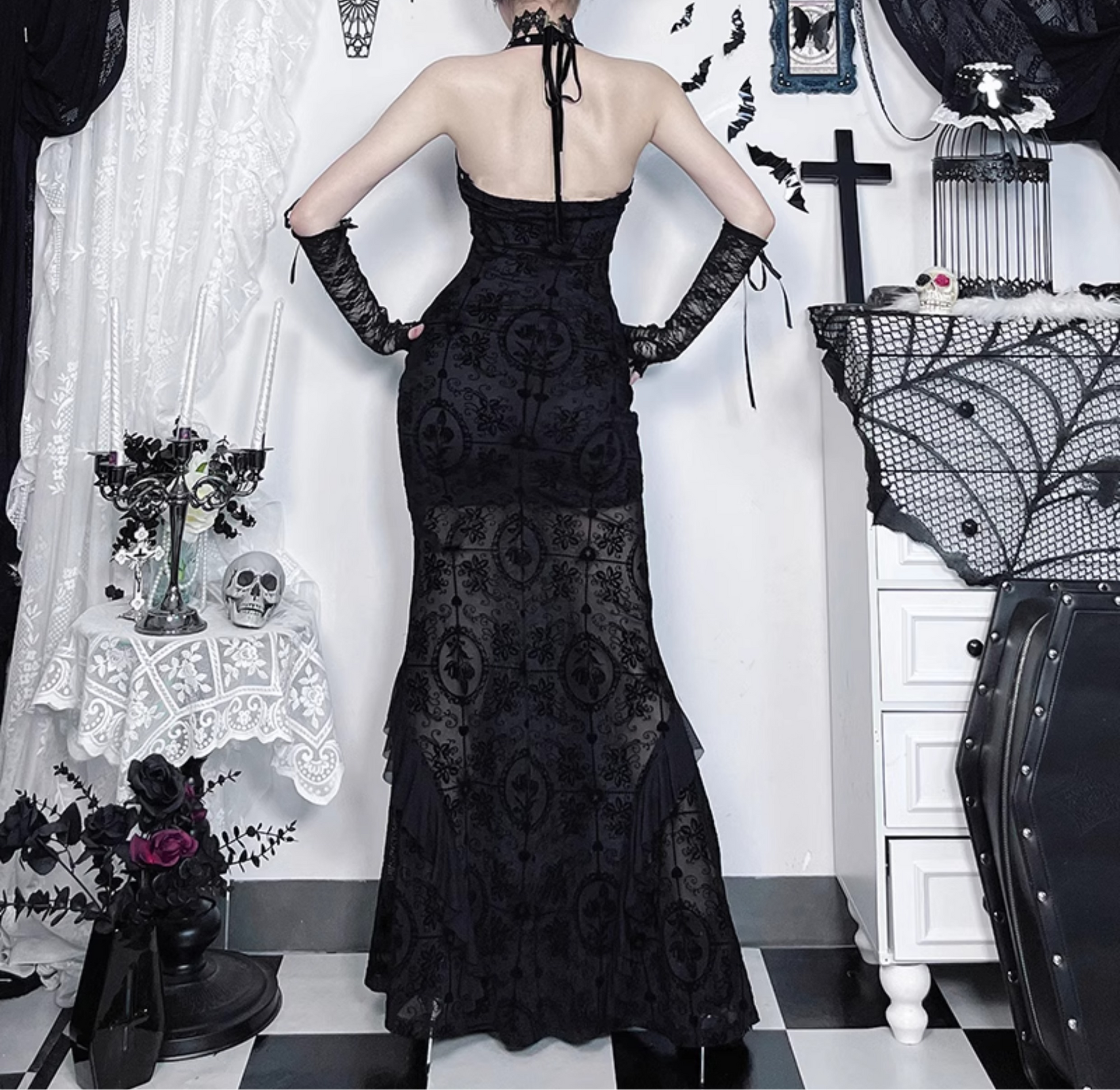 Lace Halter Mermaid Gown 7