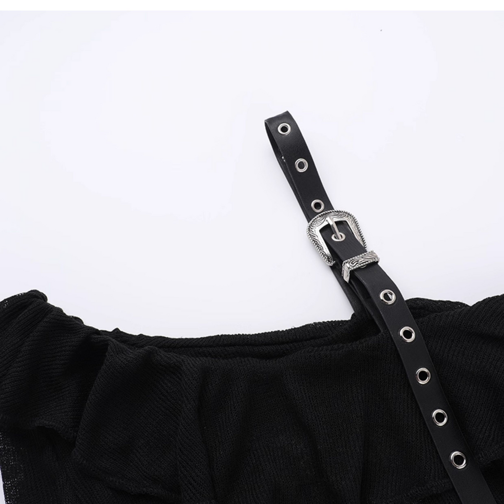 Off Shoulder Top with Buckle Straps 7