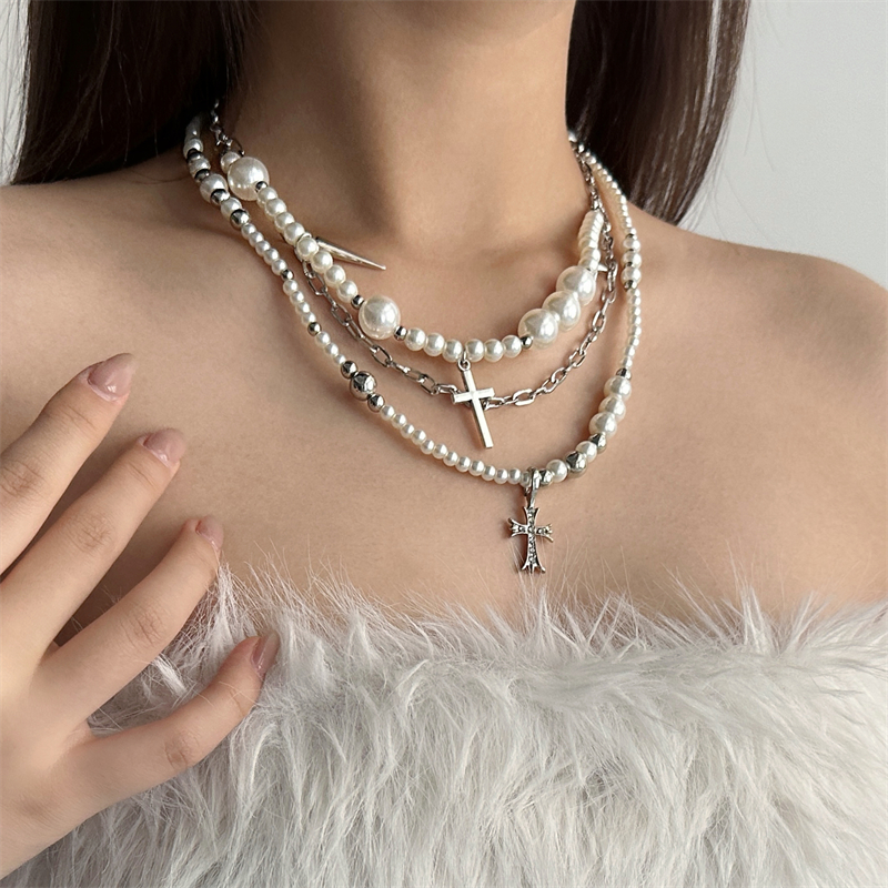 Pearl Cross Layered Choker 3