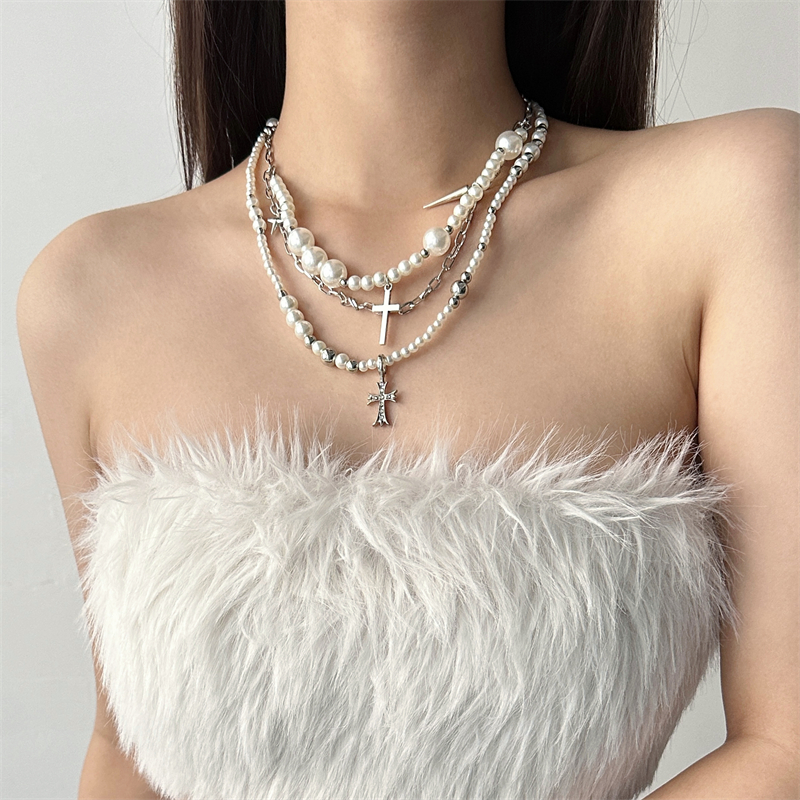 Pearl Cross Layered Choker 4
