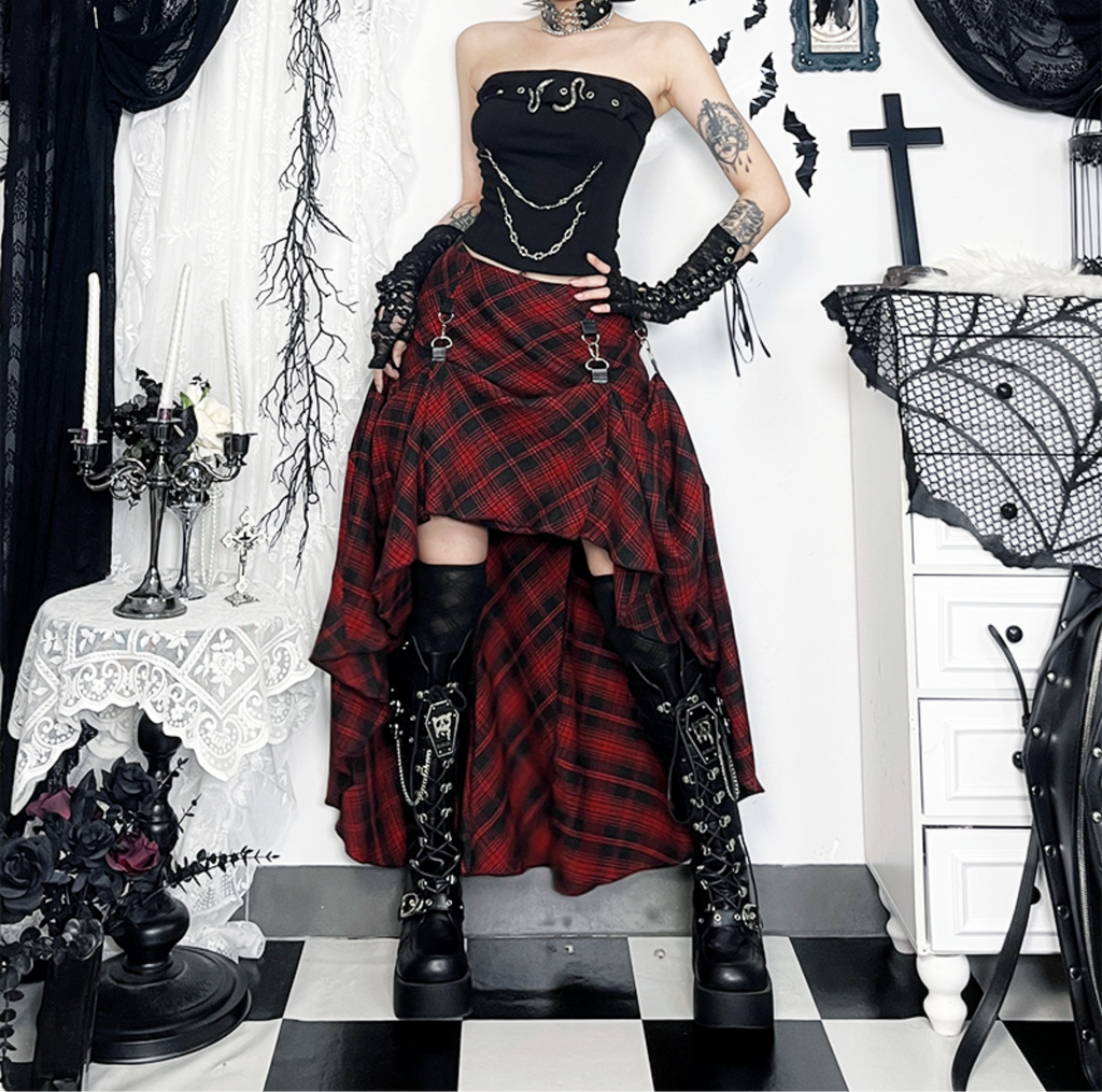 Punk Tartan Asymmetrical Skirt 3