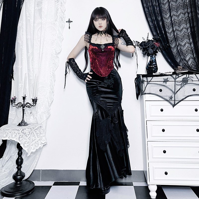 Red Velvet Lace Bustier 1