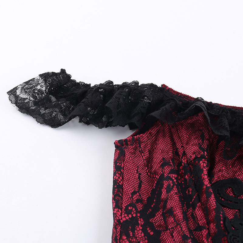 Red Velvet Lace Bustier 10
