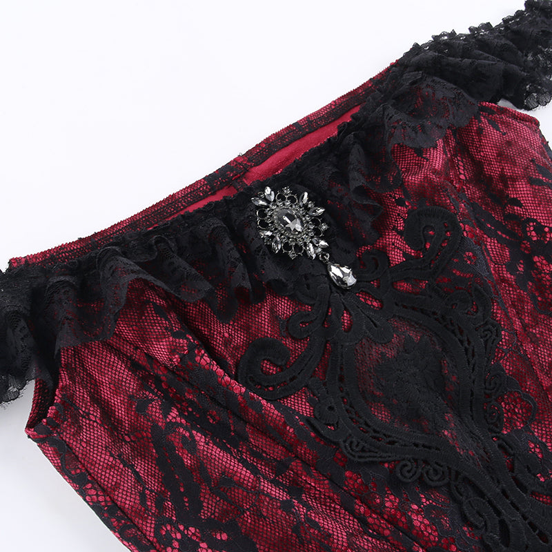 Red Velvet Lace Bustier 11