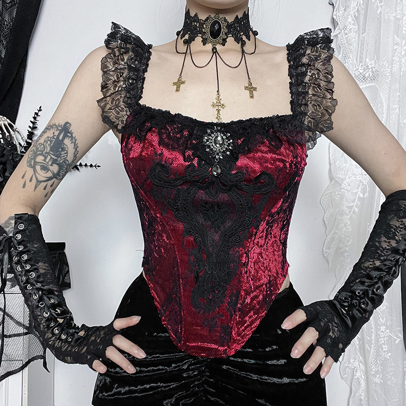 Red Velvet Lace Bustier 12