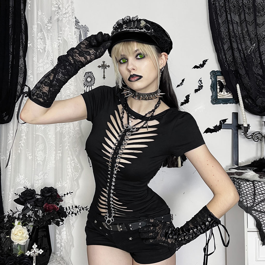 Ripped Vertical Chain Top 17