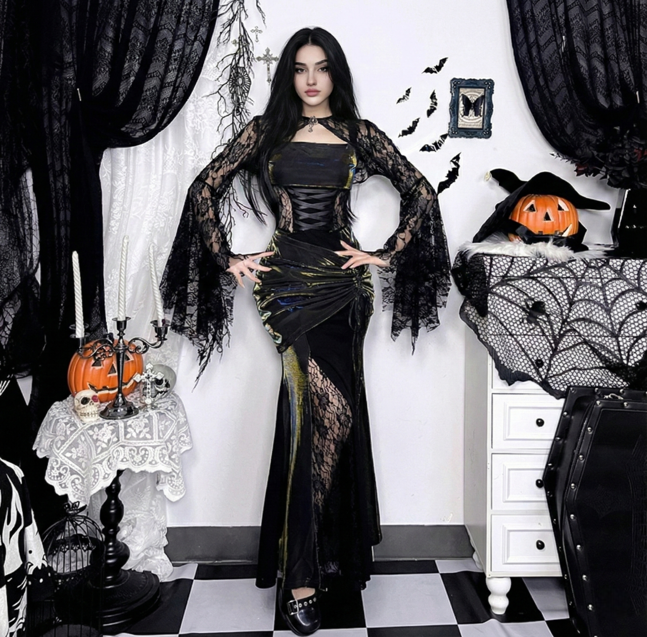 Shimmer Gothic Maxi Dress