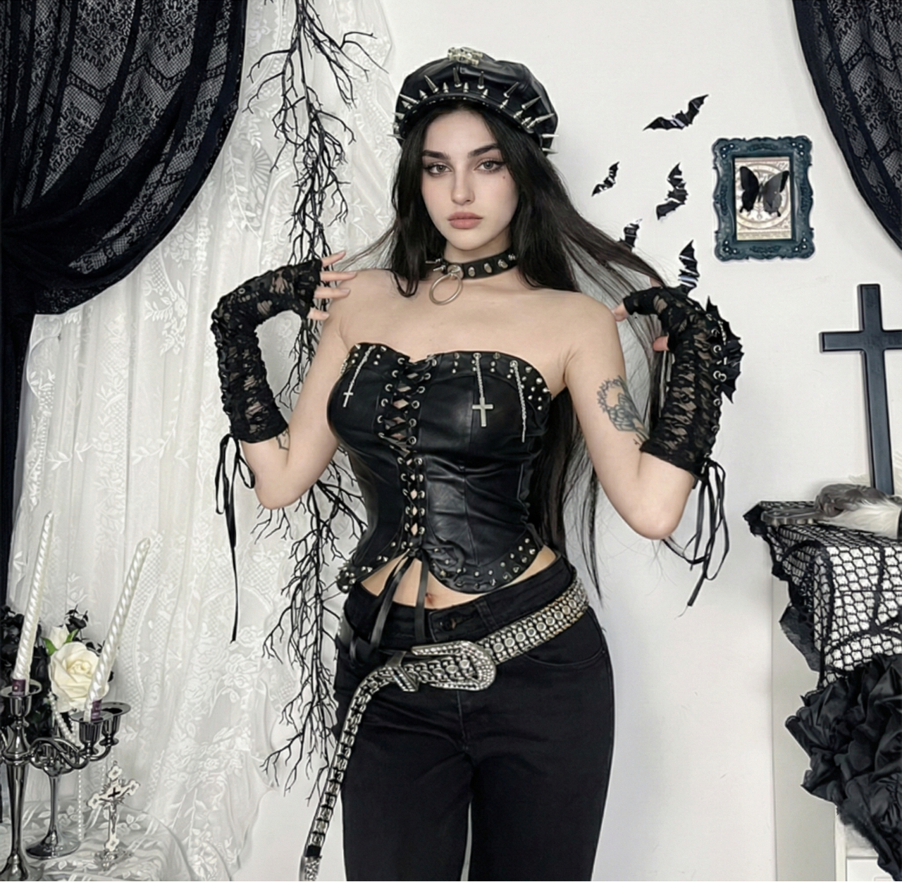 Spiked Leather Corset