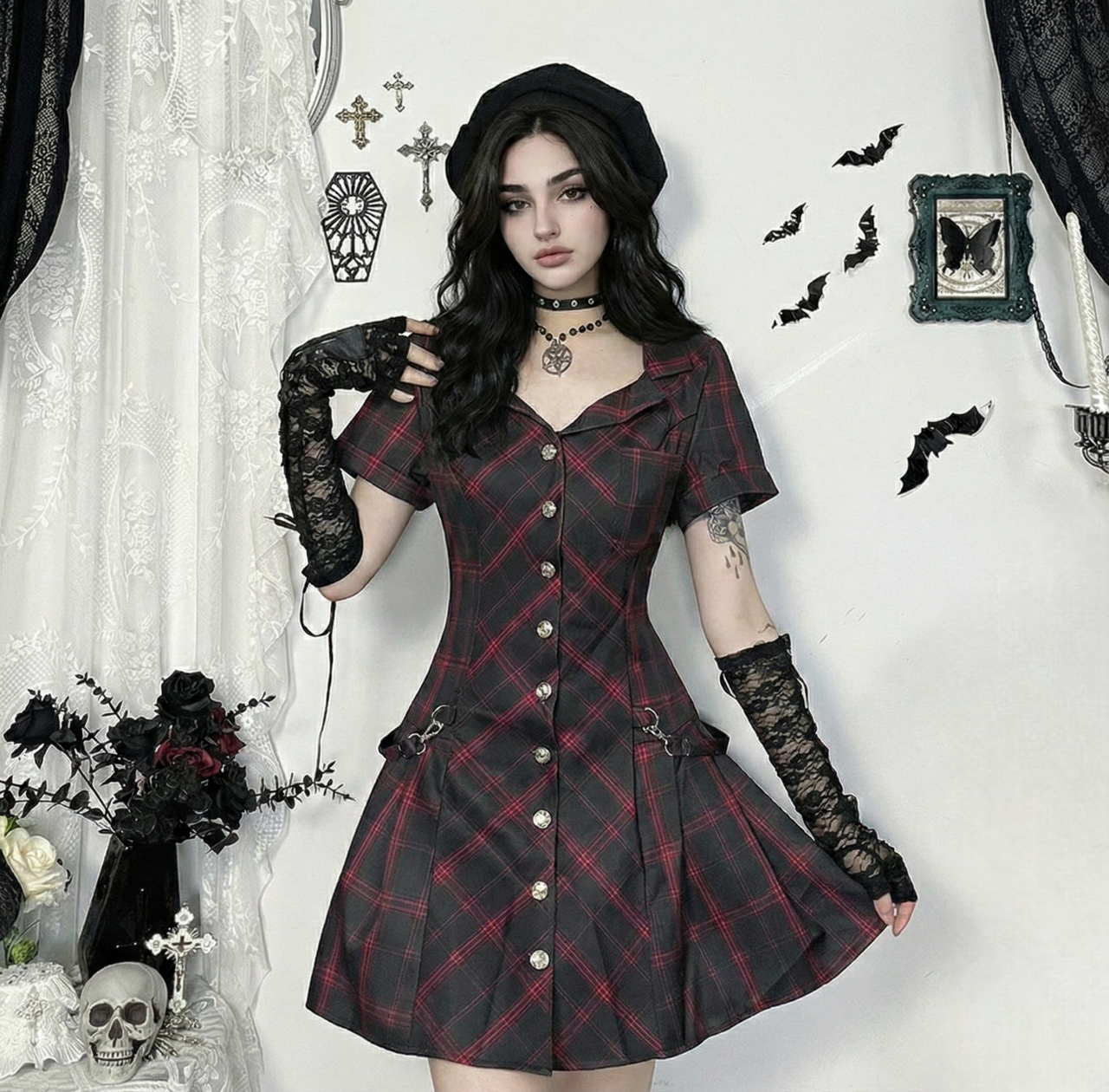 Tartan Button Up Dress