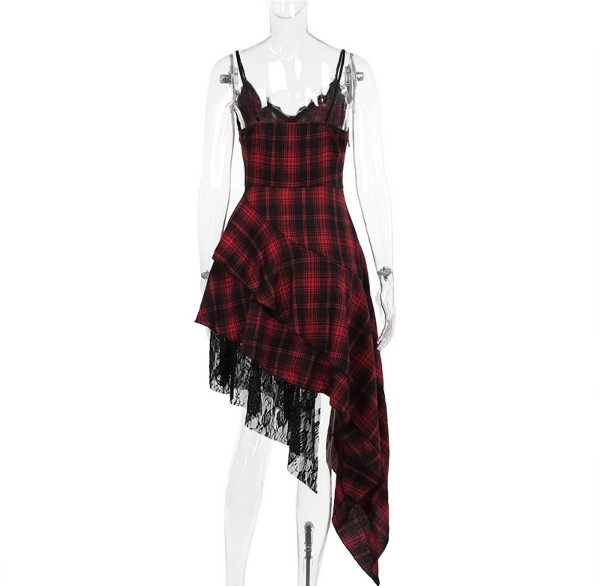 Tartan Lace Asymmetrical Dress 10