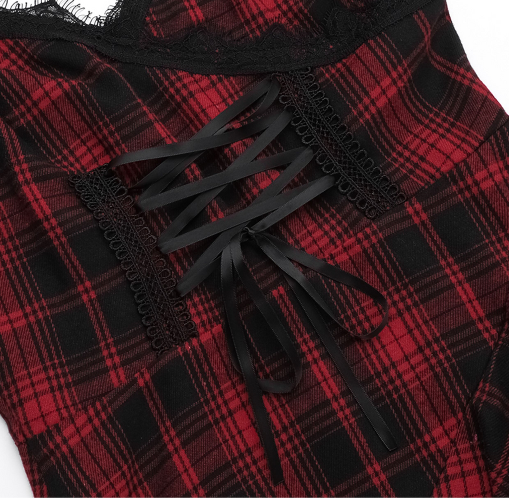 Tartan Lace Asymmetrical Dress 13