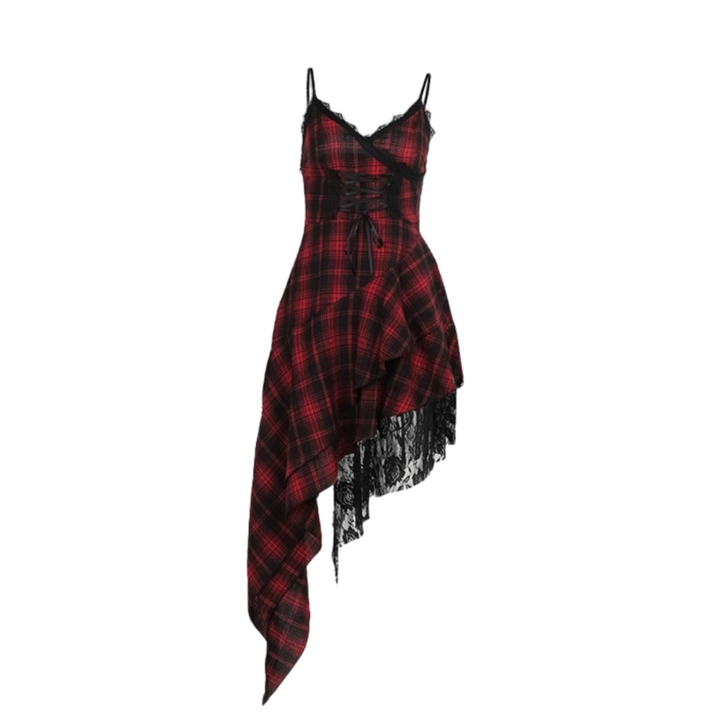 Tartan Lace Asymmetrical Dress 2