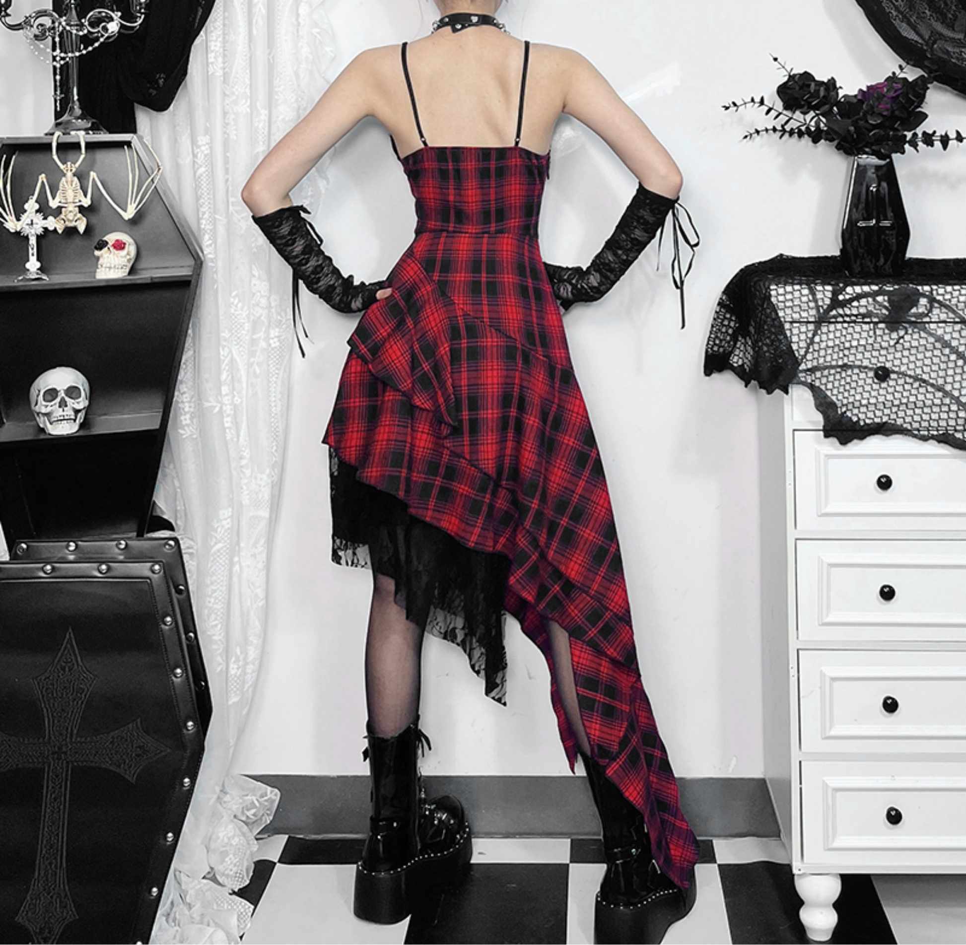 Tartan Lace Asymmetrical Dress 6