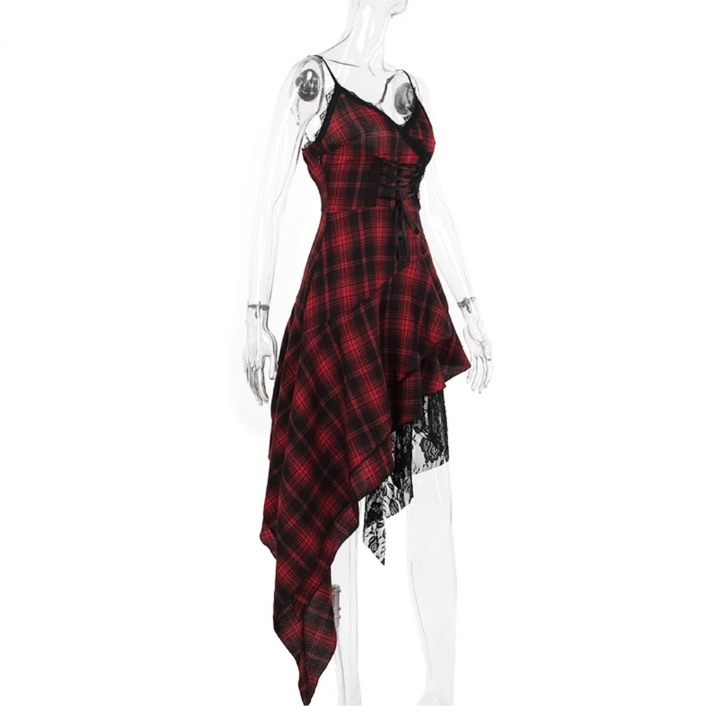Tartan Lace Asymmetrical Dress 9