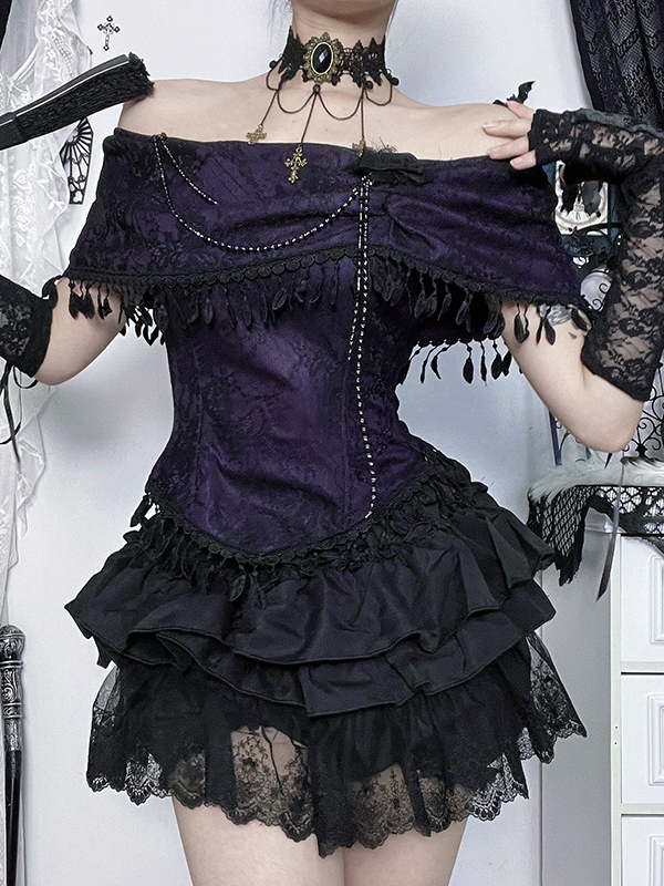 Victorian Brocade Off-Shoulder Top 1