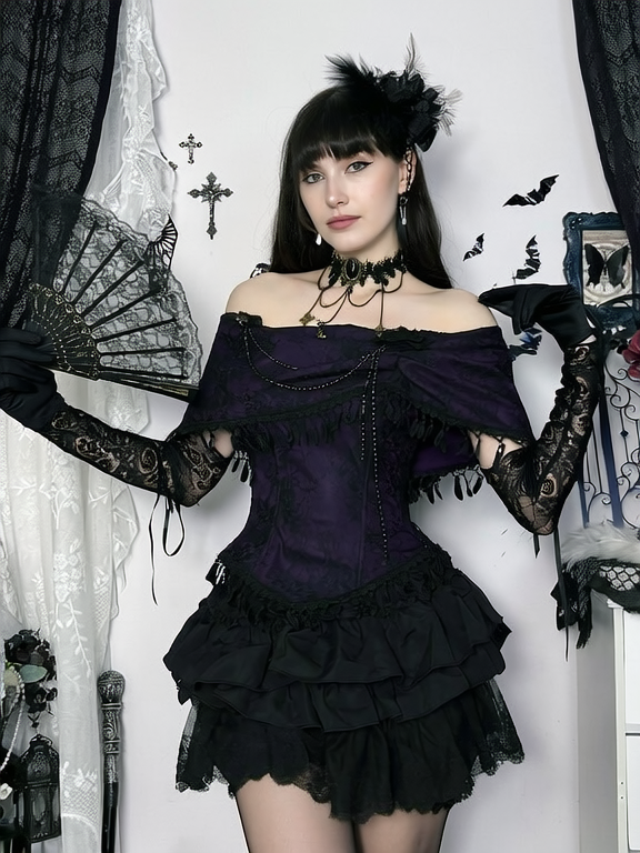 Victorian Brocade Off-Shoulder Top 8